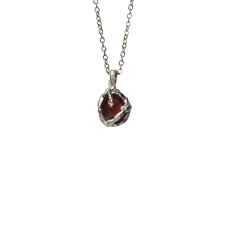Recycled silver and garnet Rhea pendant necklace with an organic form