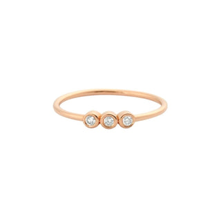 Recycled rose gold stacking ring with three diamonds in a row