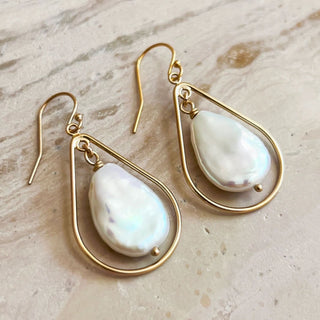 OSTRA pearl drop earrings, silver