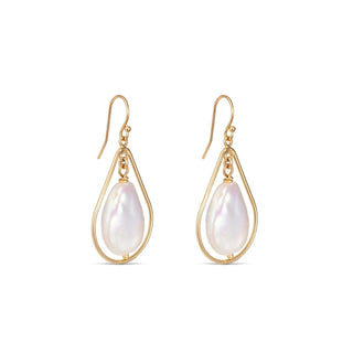 OSTRA pearl drop earrings, gold-filled