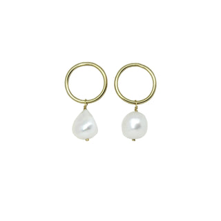 CIRCULO chunky pearl drop earrings, 9ct gold