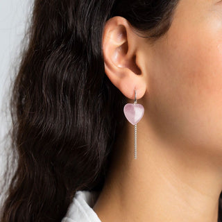 LATIDO rose quartz heart drop earrings