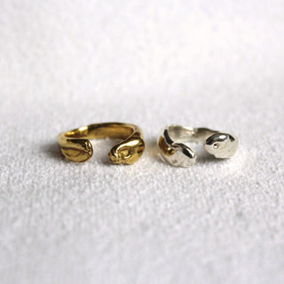 ORGANIC cuff ring, gold-plated