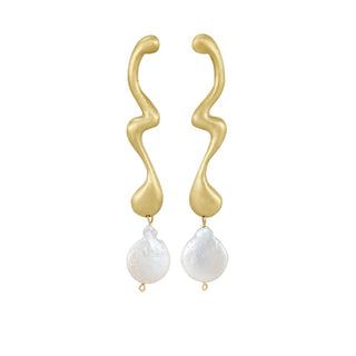 AND ALL THAT JAZZ baroque pearl drop earrings, silver