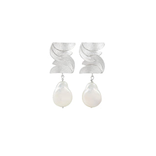 LUNA DI POSITANO duo pearl drop earrings, silver