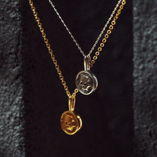 CLAIRVAL SKULL coin pendant necklace, gold-plated