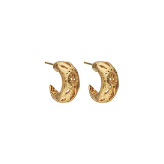 MONTONI SKULL chunky huggie hoop earrings, 9ct gold