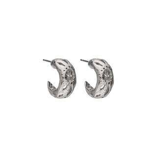 MONTONI SKULL chunky huggie hoop earrings, silver