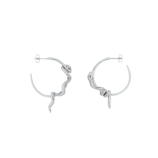 CAVIGNI SNAKE large hoop earrings, silver