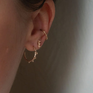 BOBBLE huggie hoop earrings, 9ct gold