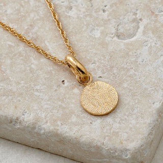 ROUND TAG coin pendant necklace, gold-plated