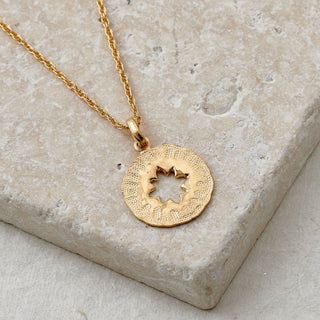 STAR AMULET coin pendant necklace, 9ct gold