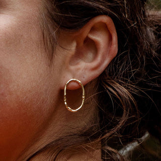 LOOP short drop earrings, gold-plated