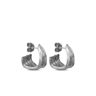 LAMELLA chunky hoop earrings, silver