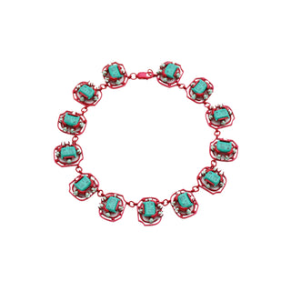 MIND MAZE pink & green beaded choker necklace