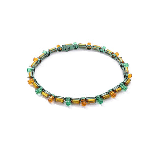 FUTURISTIC ORCHARD yellow, green & orange beaded chunky necklace