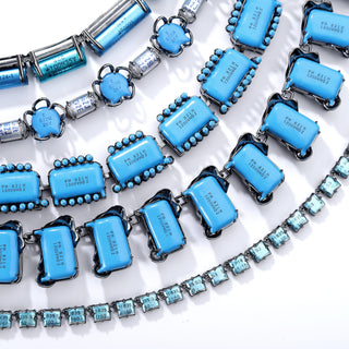 ESSENCE DROPS blue beaded chunky choker necklace