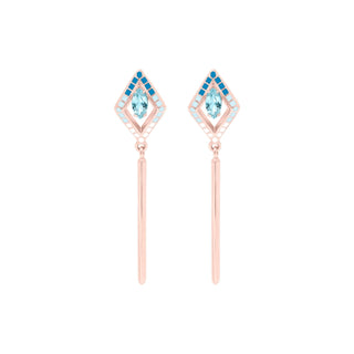 KORA blue topaz drop earrings, solid rose gold