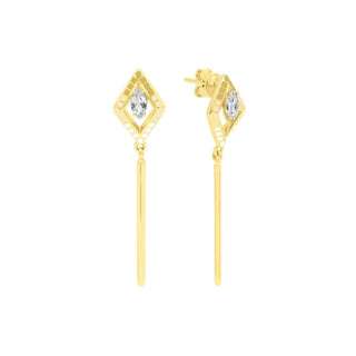 KORA white topaz drop earrings, yellow gold plated