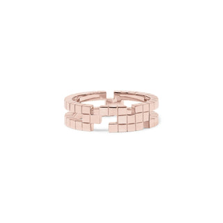 Recycled 18ct rose gold contemporary tetris stacking ring