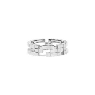 Recycled 18ct white gold contemporary tetris stacking ring
