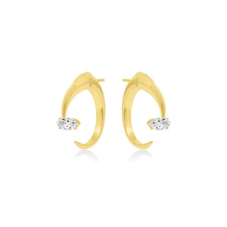 TEARS diamond midi hoop earrings, 18ct yellow gold