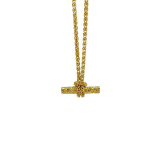 KNOTTED T-BAR pendant necklace, gold-plated