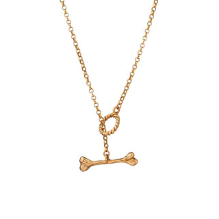 PEROSSA BONE lariat chain necklace, gold-plated