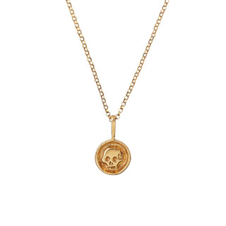 CLAIRVAL SKULL coin pendant necklace, gold-plated
