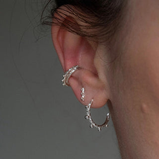BOBBLE huggie hoop earrings, silver